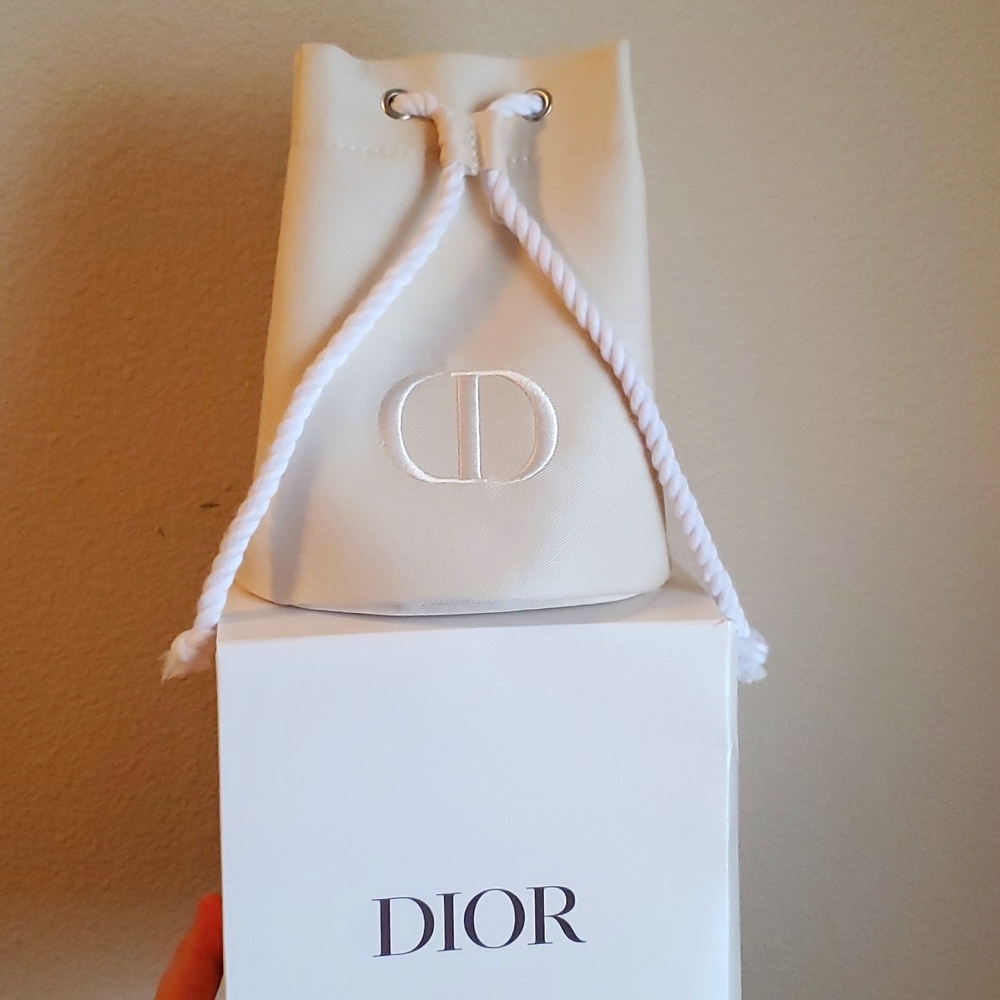 Brand new Dior drawstring pouch bag  beautiful statin cotton canvas bag CD log